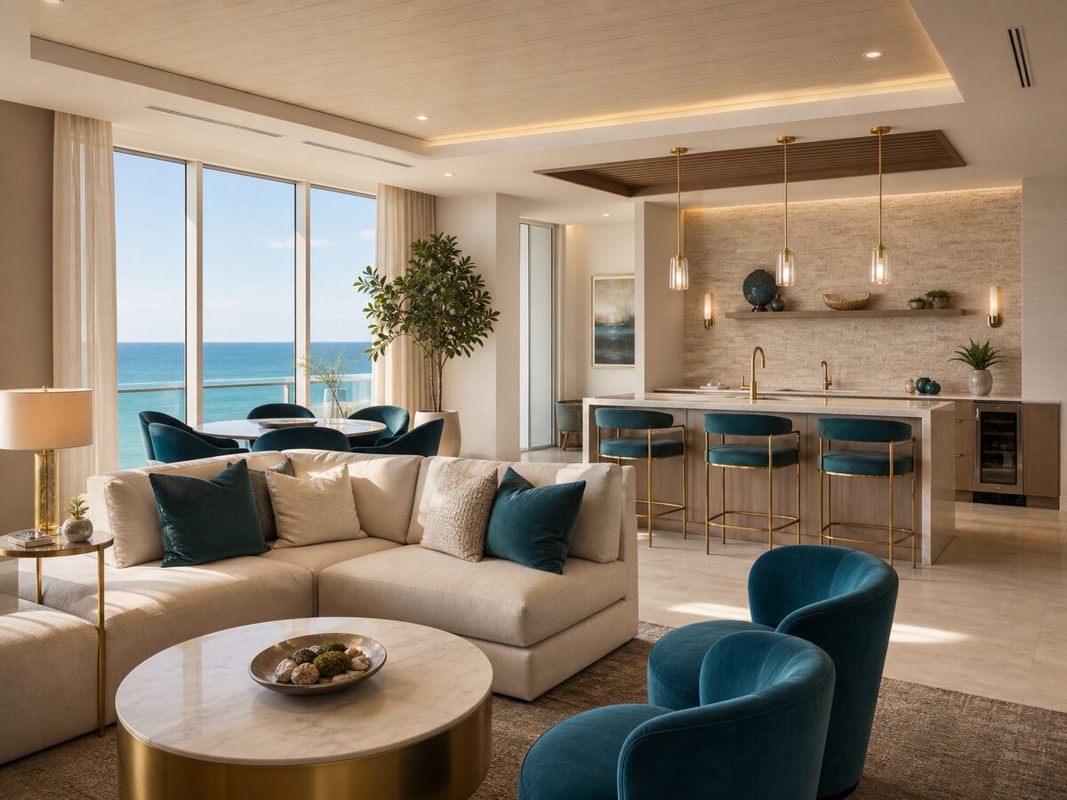 Illustrative image of the Seabreeze Towers residents' club lounge